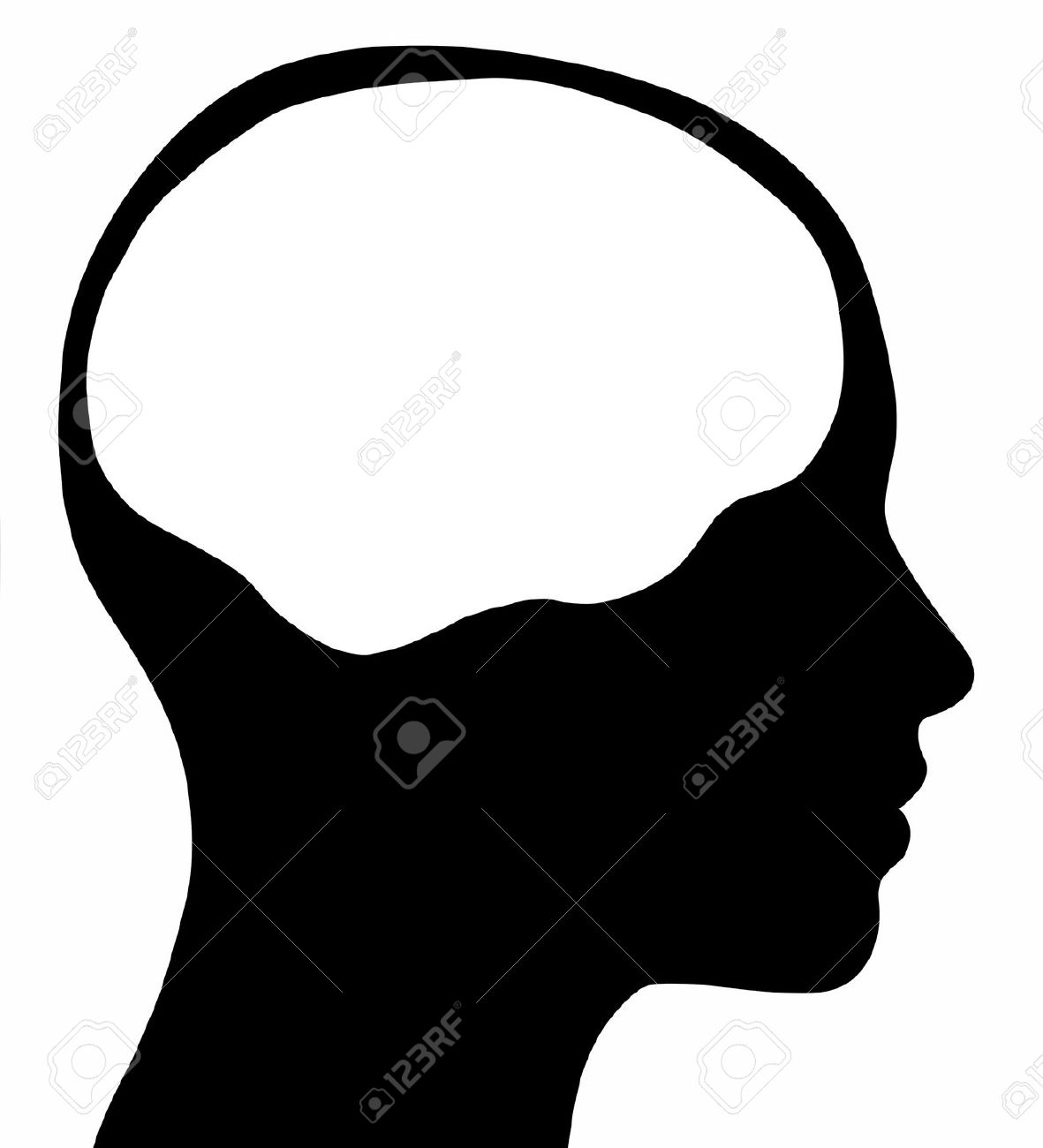 Human head side view clipart black and white