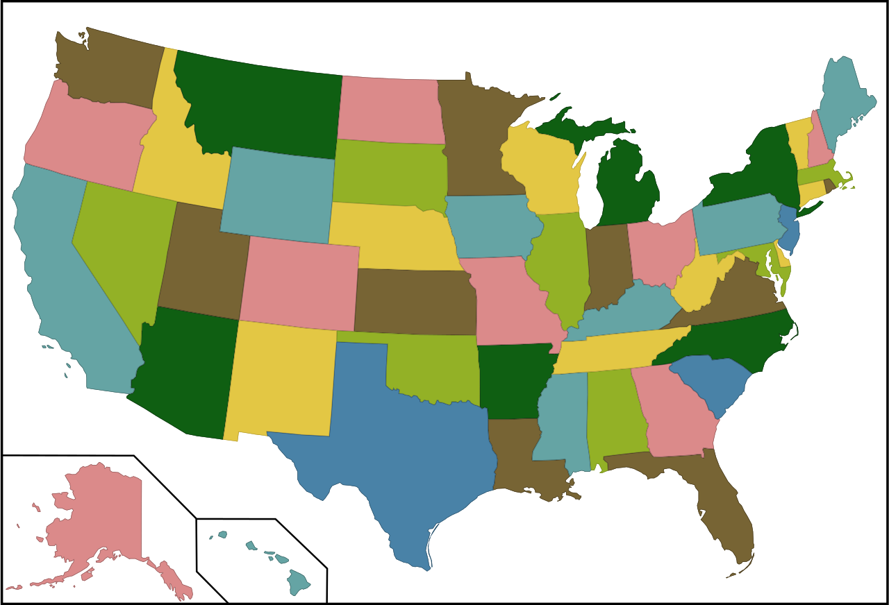 File:Color US Map with borders.svg