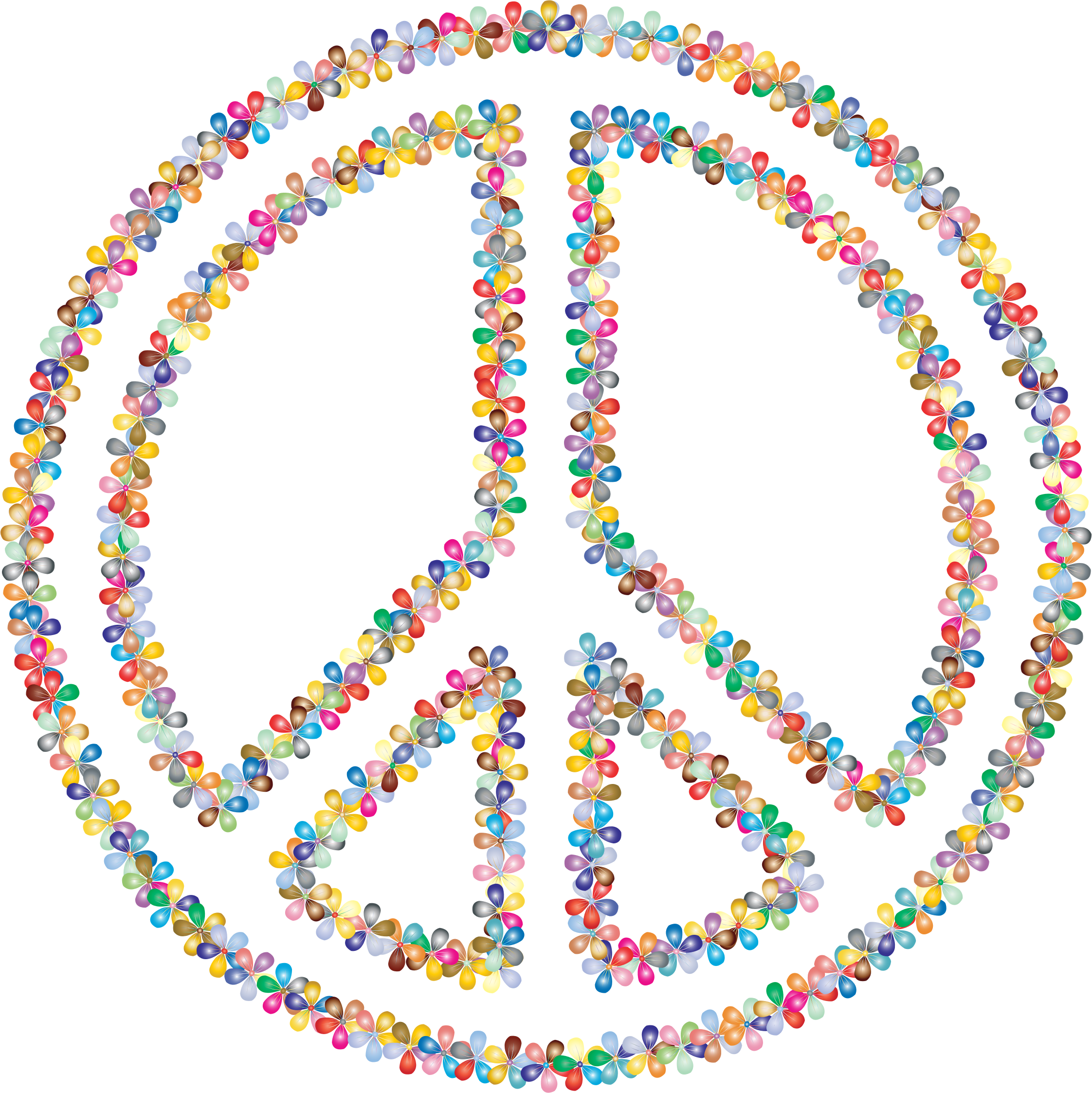 Clipart - Prismatic Floral Peace Sign Outline 2