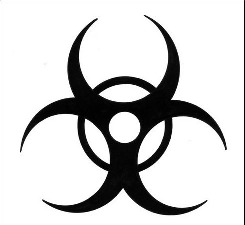Cool black ink biohazard big symbol tattoo - Tattoos photos