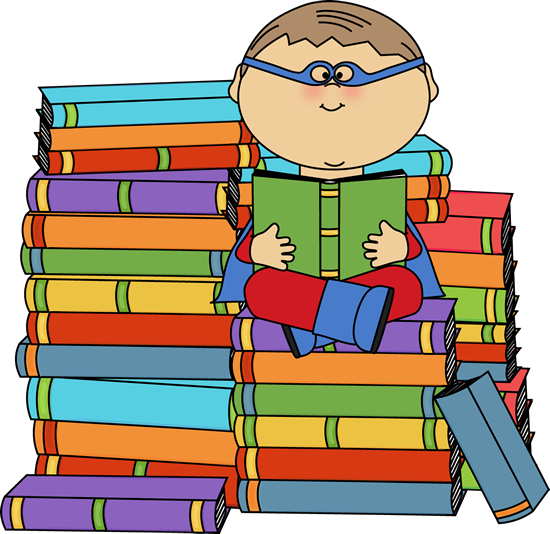 Boy Superhero Bookworm Clip Art - Boy Superhero Bookworm Image