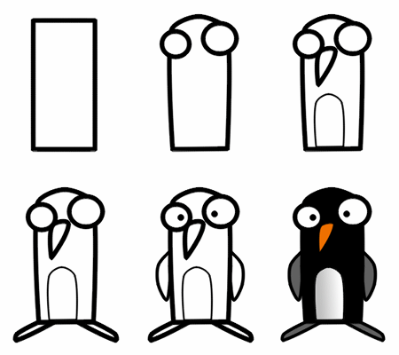 Drawing cartoon penguins