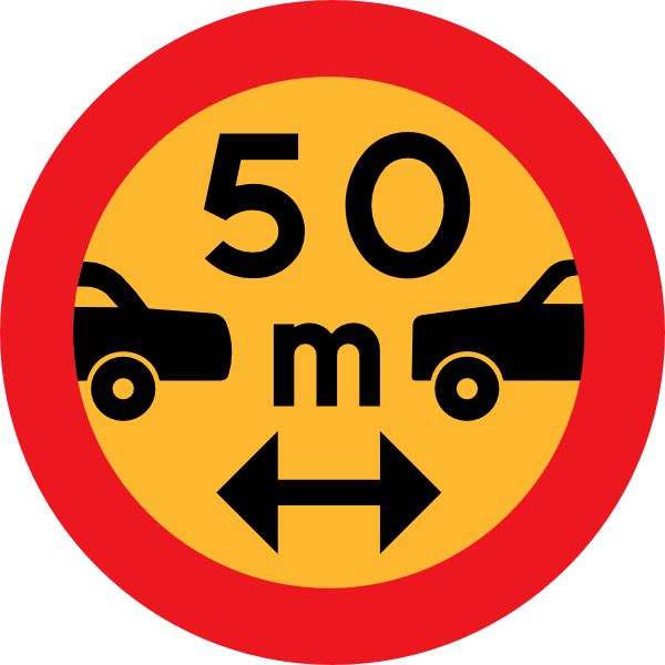 50m Between Cars Sign Clip Art - vector clip art ...
