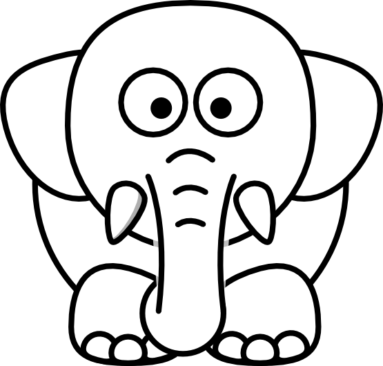 Lemmling Cartoon Elephant Black White Line Art Coloring Book ...