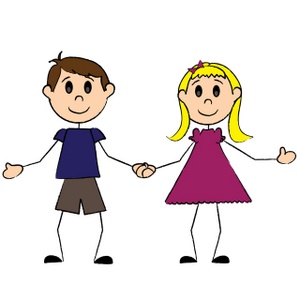 Holding Hands Clipart Image - Little kids, a boy and girl holding ...