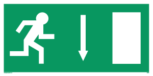 arrow down & running man symbol only - safety sign SQ674/L32-P ...