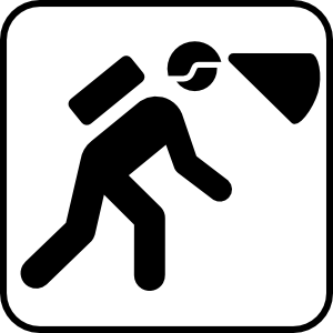 Walking In The Dark With Light In Helmet clip art - vector clip ...