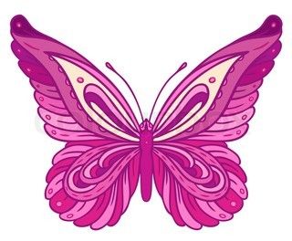 Purple Butterfly Clip Art | Vector of 'Pink butterfly on white ...