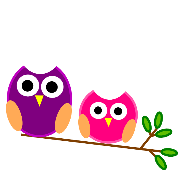 Purple And Pink Owls Clip Art - vector clip art ...