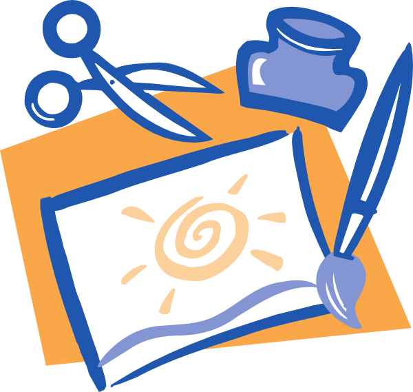Artwork Paintbrush Scissors And Glue clip art Free Vector