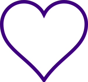 Purple heart and red heart outline clipart