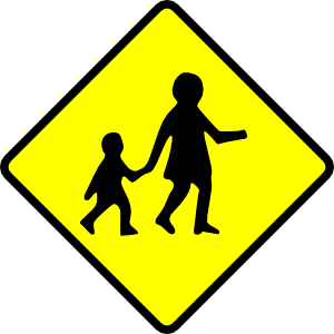 Children Crossing Caution clip art - vector clip art online ...