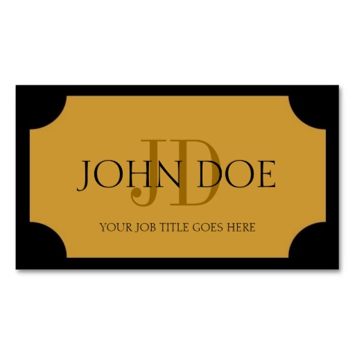 YourJobTitle Black/Yellow Gold Plaque/Monogram Business Card ...