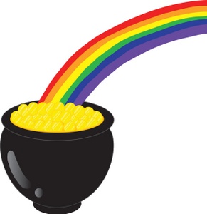 Rainbow Clipart Image - clip art illustration of a black pot of ...