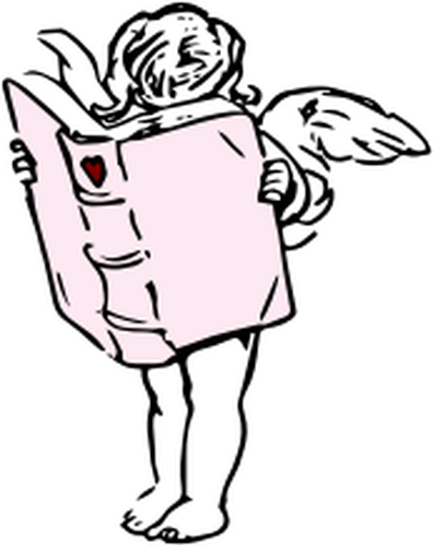 A cupid reading a book | Public domain vectors