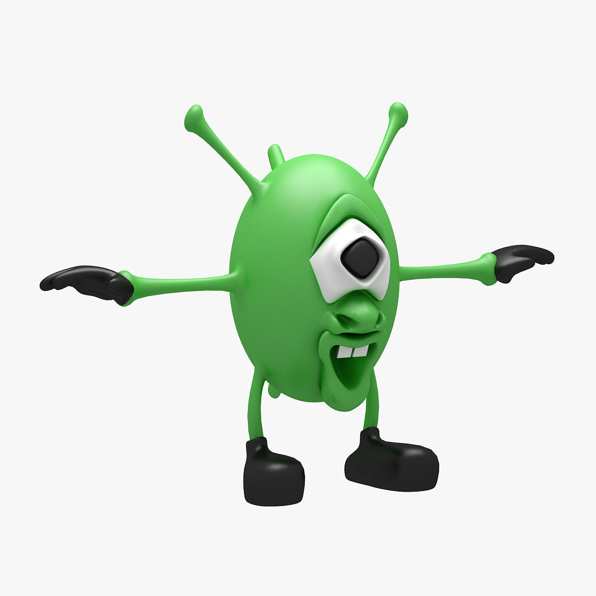 3D model Cartoon Alien 001 RIGGED T POSE VR / AR / low-poly rigged ...