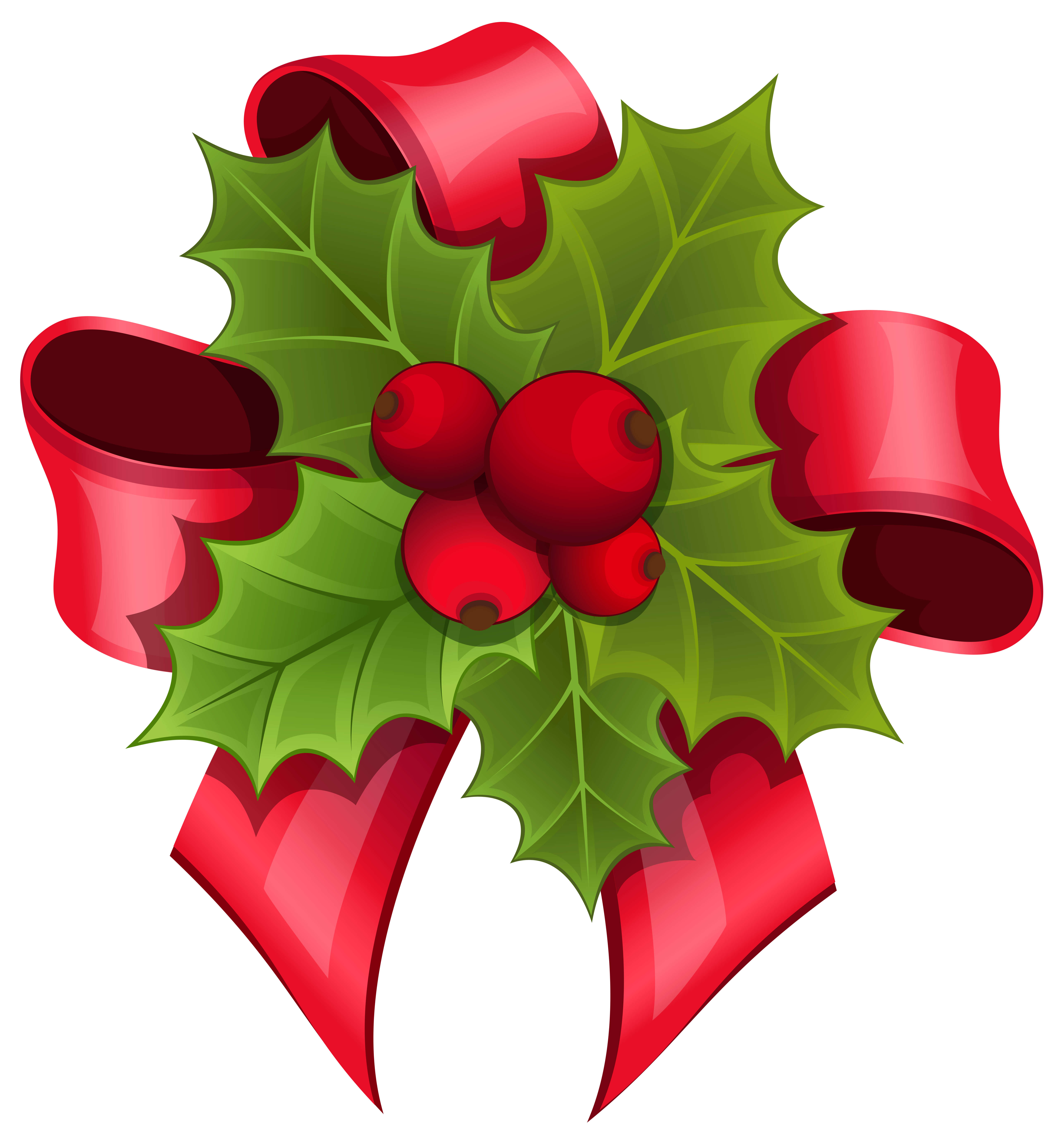 Mistletoe with Red Bow PNG Clipart Image