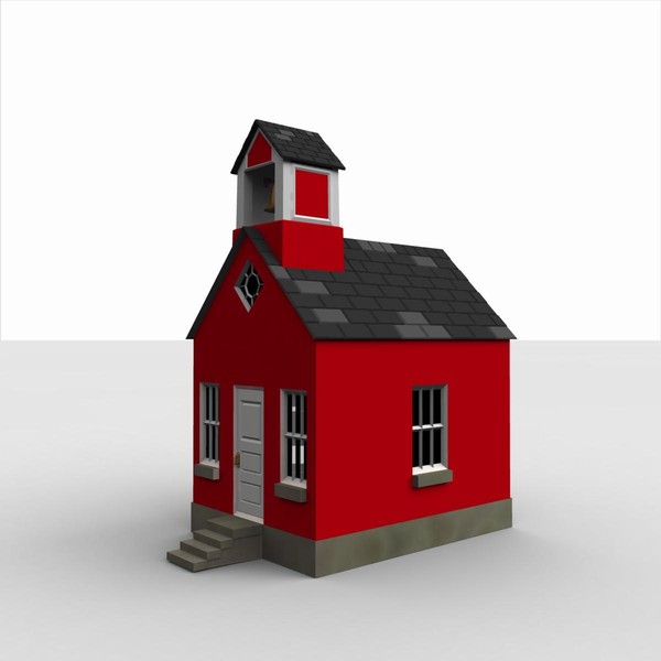 rural red schoolhouse 3d model