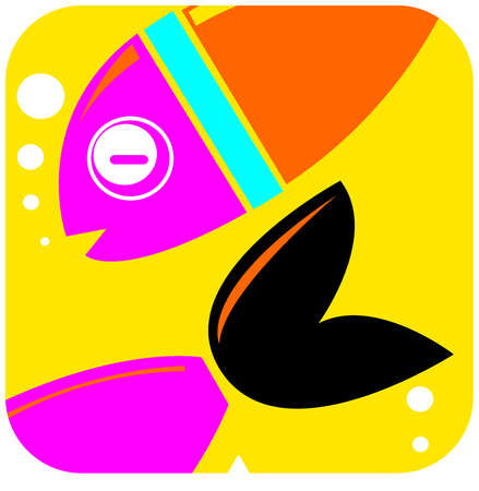 Stock Illustration - Pisces icon with a yellow background