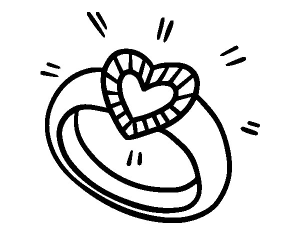 Diamond ring with heart coloring page - Coloringcrew.com