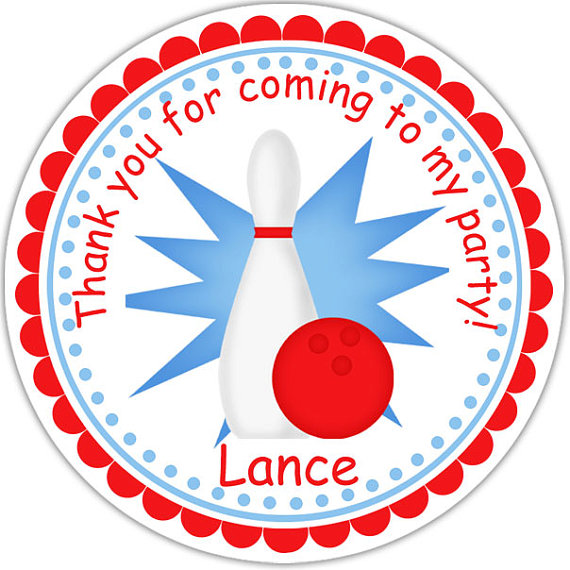 Bowling Personalized Stickers Party Favor Tags by sharenmoments