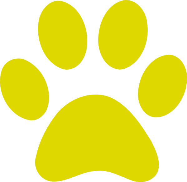 Yellow Paw Print Black Outline Clipart