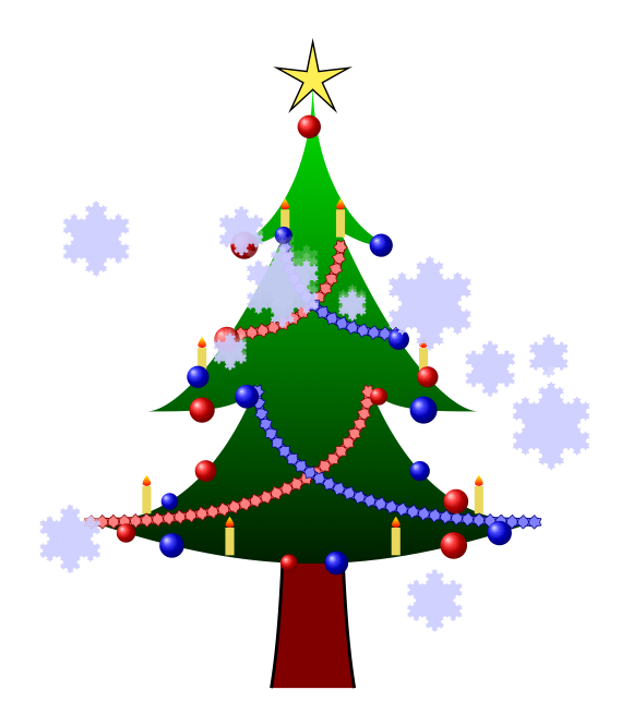How can we draw a Christmas tree with decorations, using TikZ ...