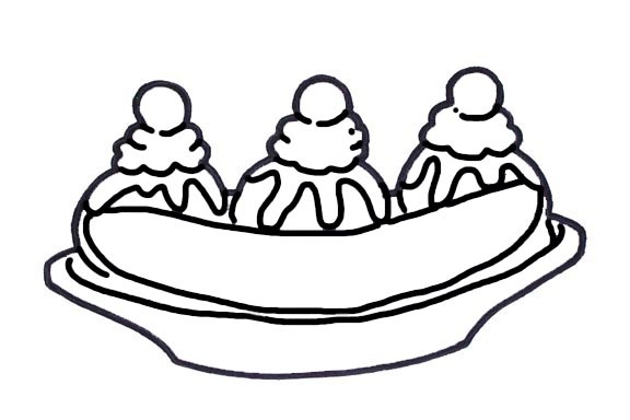 Banana split clipart black and white