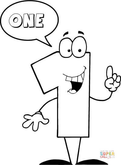 Number 1 Says ONE coloring page | Free Printable Coloring Pages