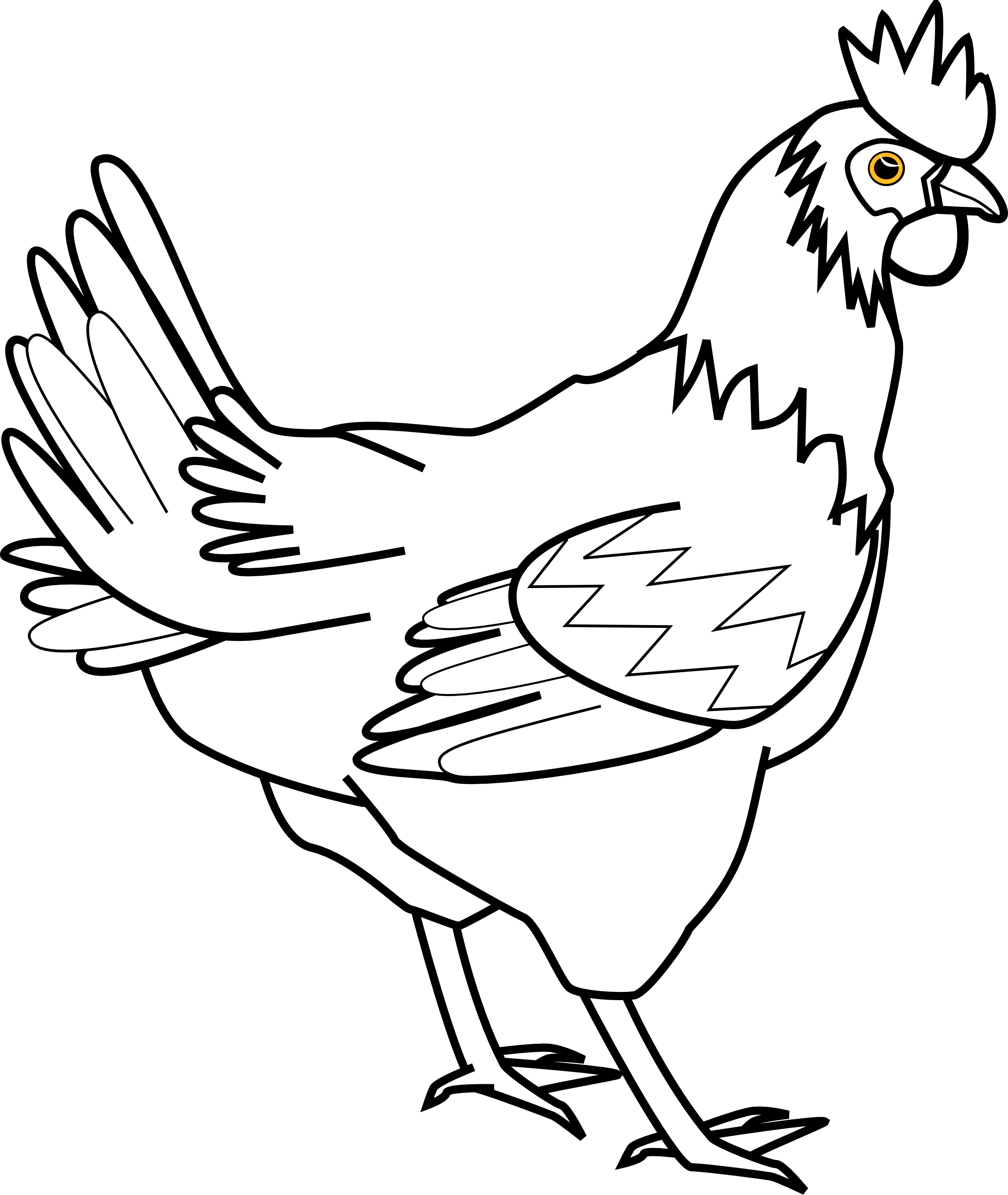Hen clipart black and white