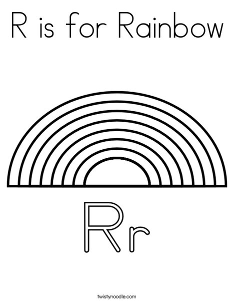 R is for Rainbow Coloring Page - Twisty Noodle