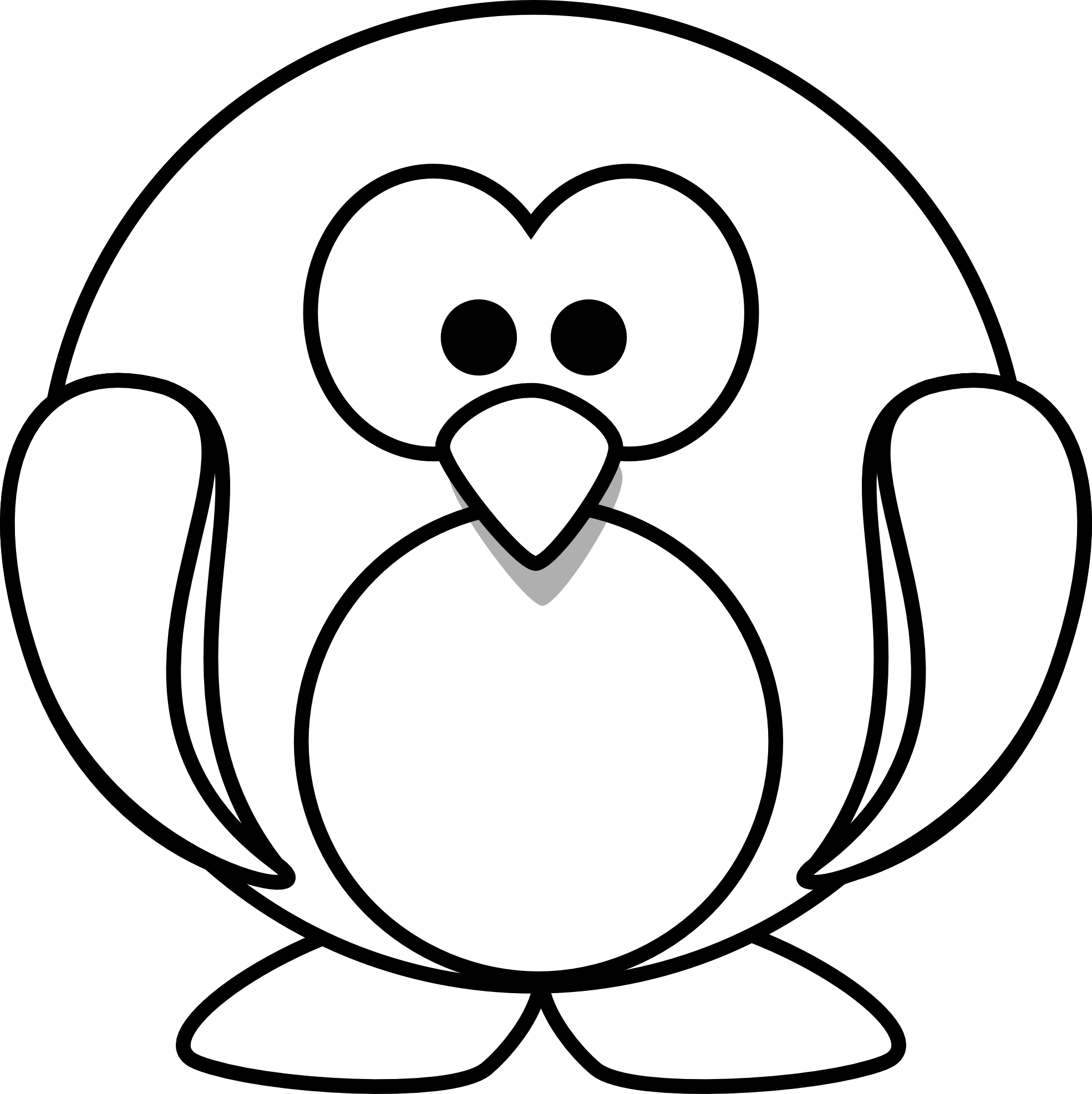 lemmling Cartoon penguin 1 black white line art ...