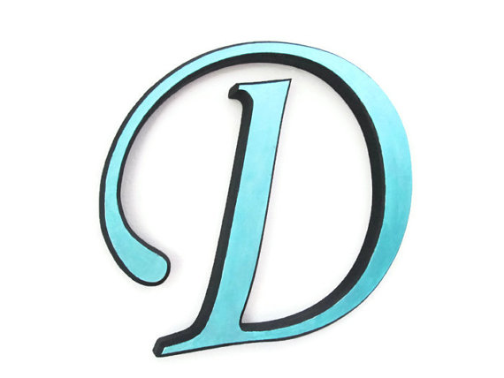 Painted Wooden Letter D decorative wall letter by FischerFineArts