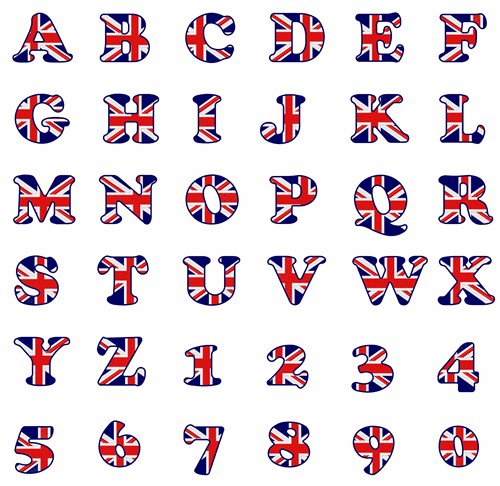 Embroidery Font: British Flag Font from Hopscotch