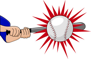 Batting Clipart Image - Batter Hitting the Baseball with His Bat ...