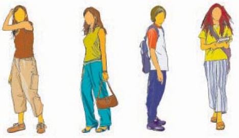 Teenagers silhouette vectors
