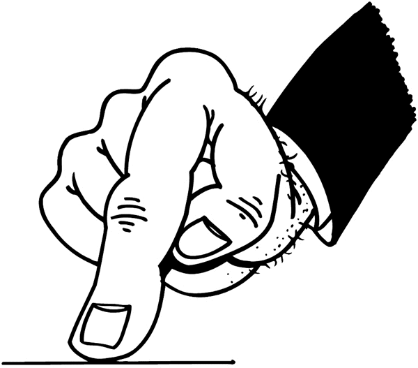 Hand with finger pointing down vinyl sticker. Customize on line ...
