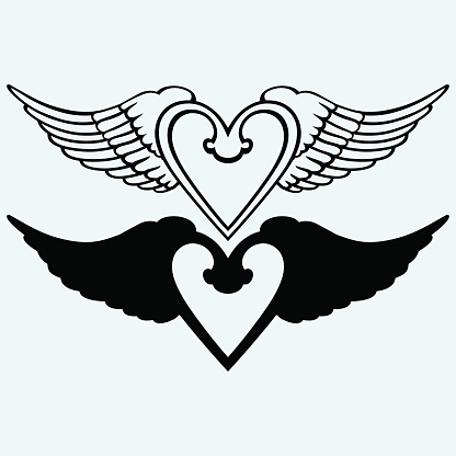 Silhouette Of A Heart And Banner Tattoo Clip Art, Vector Images ...