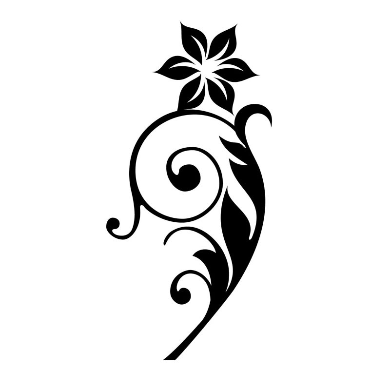 DCTOP Self Adhesive Black Swirl Flower Wall Art Decal Removable ...