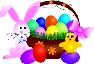 Clipart easter basket bunny