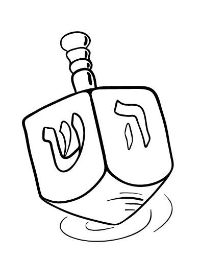 Dreidel clipart black and white