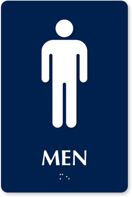 9in. x 6in. Men Bathroom Braille Sign, SKU - SE-1773-COLOR