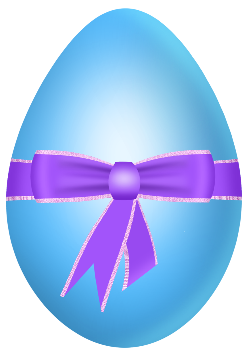 Easter Blue Egg with Purple Bow PNG Clipart Picture