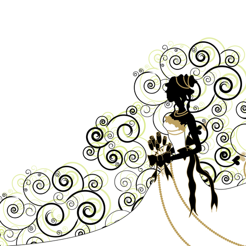 Bride with floral design vector - Vector Floral, Vector People ...
