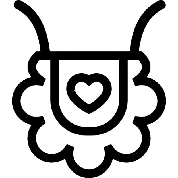 Baby bib outline with heart shape Icons | Free Download