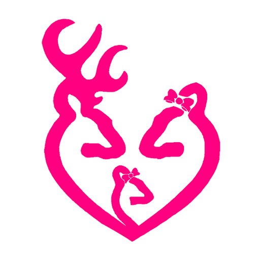 Deer Heart and baby doe with bows Browning 6 Inch Decal Sticker ...