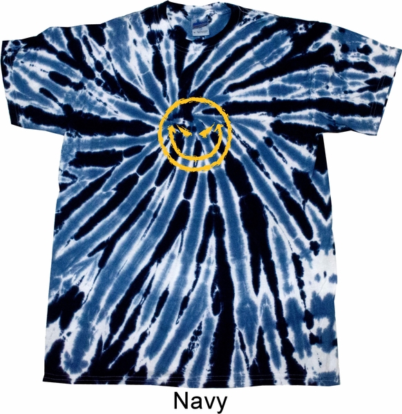 Mens Halloween Shirt Evil Smiley Face Twist Tie Dye Tee T-shirt ...