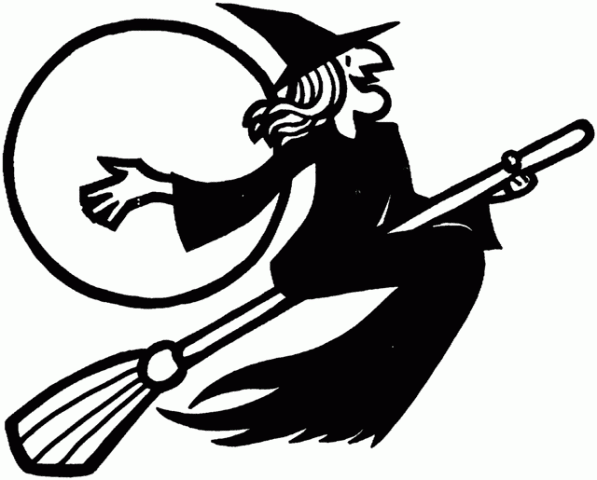Halloween witch clipart black and white