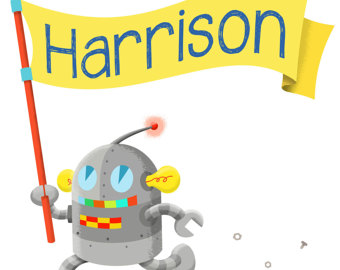Robot Art for kids rooms Robot nursery wall art by MamaRobot