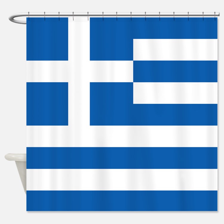 Greek Flag Shower Curtains | Greek Flag Fabric Shower Curtain Liner